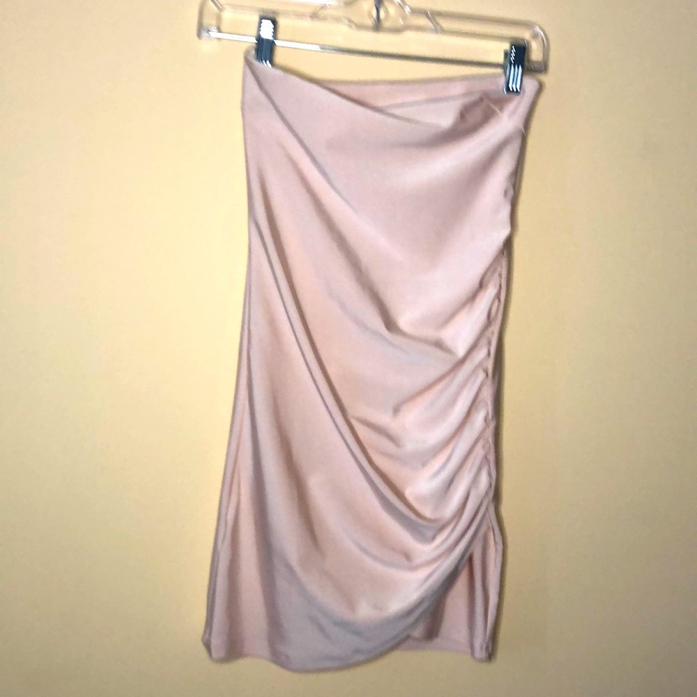 Short Nude Pink Strapless Dress